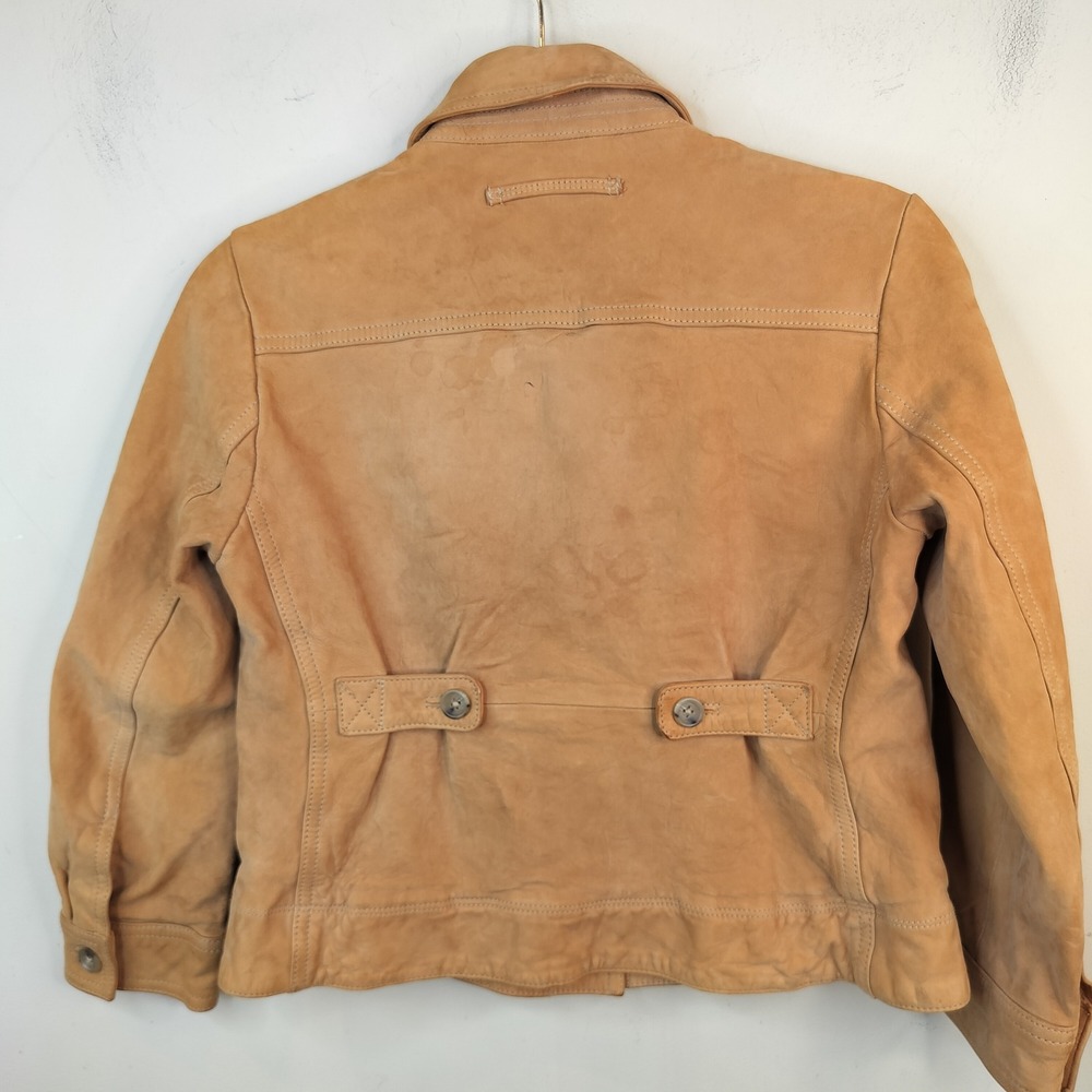 Banana Republic Leather Jacket Womens XS Butterscotch Y2K 2000s Button Up - Picture 8 of 15